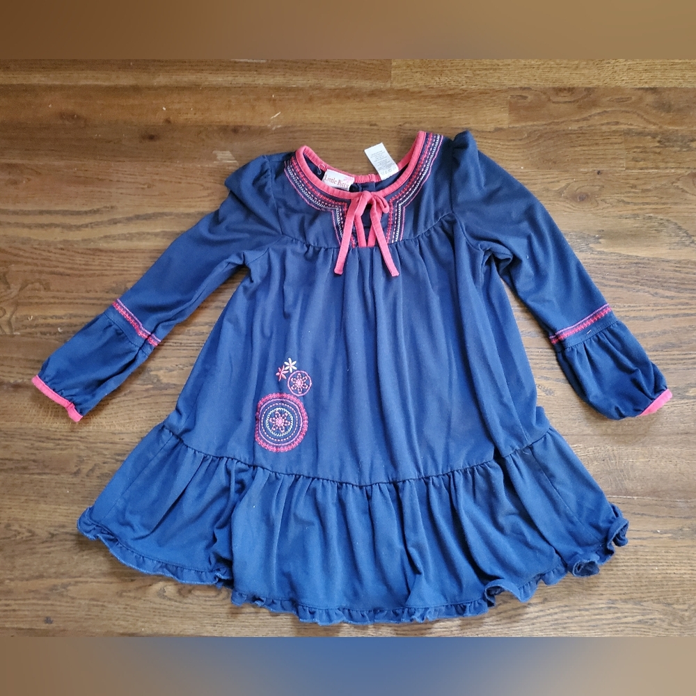 LITTLE BITTY Girls 6 blue/red swing tunic length top